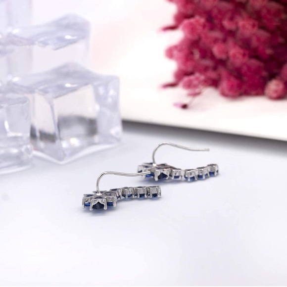 Flower Cubic Zirconia Crystal EarClimbers - Picture 4 of 5